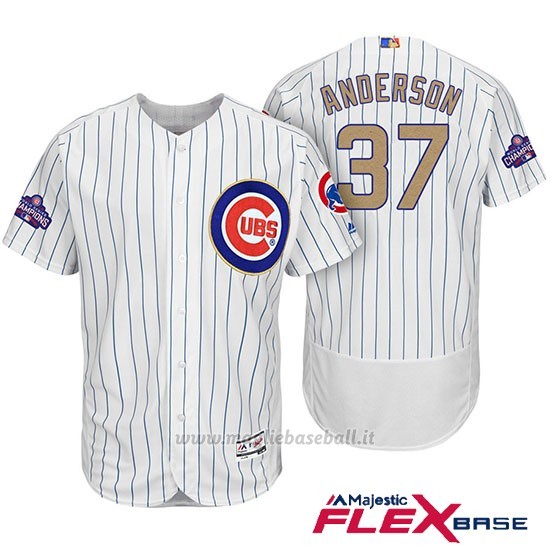 Maglia Baseball Uomo Chicago Cubs 37 Brett Anderson Bianco Or Program Flex Base